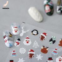 KDJFJEOFML เสน่ห์ ซานต้า รูปลอก ELK Christmas Nail Art อุปกรณ์ทำเล็บ ตกแต่งเล็บ DIY 5D สติกเกอร์ติดเล็บลายนูน