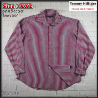 Tommy Hilfiger®แท้ อกจริง 50 ไซส์ XXL เสื้อเชิ้ตผู้ชาย ทอมมี่ ฮิลฟิกเกอร์ สีเลือดหมู แขนยาว เนื้อผ้าดีสวยๆ