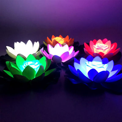 LED กันน้ำ Floating Lotus Light,ดอกไม้ประดิษฐ์โคมไฟ,อุปกรณ์ตกแต่งสระว่ายน้ำ