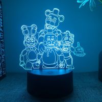 3D Visual Illusion Lights Five Nights Game Cute Night Lights 7 Color Changing Bedroom Decorations Gifts for Kids Boys Girls Night Lights