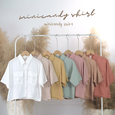 minicandy shirt เสื้อเชิ๊ตกระเป๋าหน้าทรงครอป