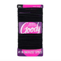 Goody ยางรัดผมแพค 28 ชิ้น ยางเหมือนระหัส 05000 Ouchless 4MM Large Elastics Black - สีดำ (28 ชิ้น)