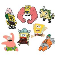 New SpongeBob SquarePants Anime Badges On Clothes Lapel Pins Enamel Brooches Jewelry For Backpack Cartoons Pin Metal Decorative