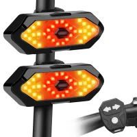 2Pcs Bicycle Light Remote Control Turn Signal Bike Tail Light with Turn Signals Bike Taillight Horn USB Rechargeable