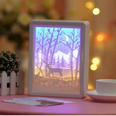 3D Paper Carving Light LED Gift For Home Atmosphere Decor Lamp Creative Simple Night Lamp
