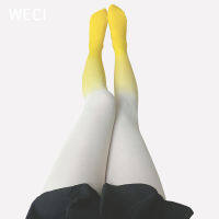 WECI ถุงน่องกำมะหยี่สีไล่ระดับสีสำหรับถุงเท้าโยคะเต้นรำถุงน่องความร้อนถุงน่องกีฬาเลกกิ้งรัดรูปสำหรับผู้หญิงฤดูใบไม้ผลิ