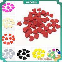 OKDEALS 100pcs 18mm อุปกรณ์ในบ้าน เครื่องประดับแต่งงาน DIY สติกเกอร์ติดผนัง ชิปไม้ งานฝีมือไม้ รูปหัวใจ ชิ้นลูกปา