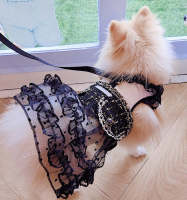 Glitter Pooch Harness ชุดรัดอก สายจูง เสื้อผ้า สุนัข, หมา, แมว, สัตว์เลี้ยง พร้อม สายจูง รุ่น Sassy Emily Black