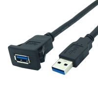 Kabel ekstensi USB 3.0 laki-laki ke Perempuan kabel ekstensi dudukan Panel Flush AUX untuk dasbor mobil truk perahu motor 1M/2m;