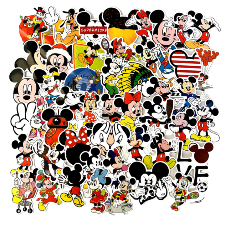 พร้อมส่ง-50ชิ้น-mickey-mouse-มิกกี้-เมาส์-มิกกี้เม้าท์-sticker-พลาสติกกันน้ำ-สีคมชัด-ตัวอย่างด้านในจ้า