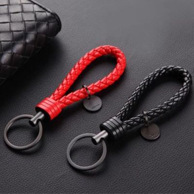 1 PCS PU Leather Braided Woven Rope Keychain DIY Bag Pendant Key Chain Holder Key Car Trinket Keyring For Men Women Gift Jewelry