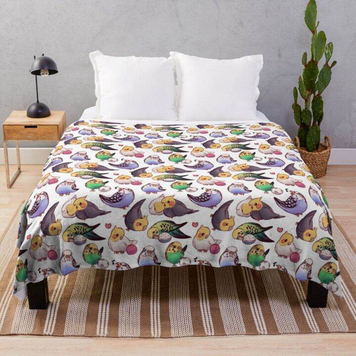 budgies-amp-cockatiels-throw-blanket-summer-blanket-sofa-cosplay-anime