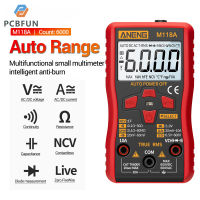 Pcbfun มัลติมิเตอร์แบบดิจิทัล M118A 6000ตัวนับ TRMS Auto-RMS วัดแรงดันไฟฟ้าได้อย่างแม่นยำกระแสไฟฟ้า Amp ต้านทานต่อเนื่องรอบหน้าที่