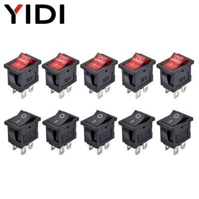 5/10pcs KCD1-104 Power Rocker Switch 4 Pin LED Light Red Black 12V 220V On Off DPST Latching Plastic Panel Push Button Switch