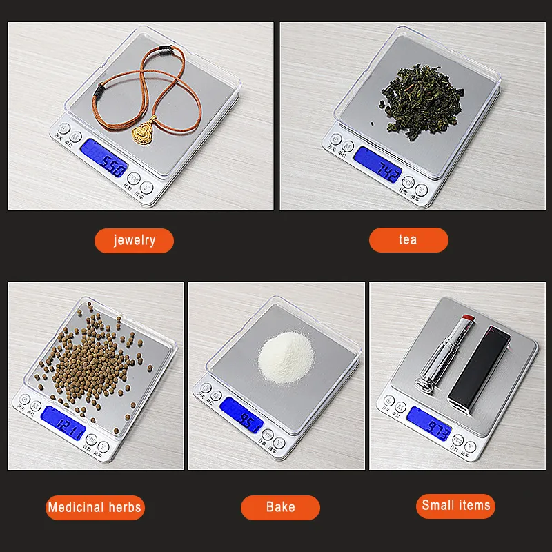 5000.01g Accurate Kitchen Scale High- Jewelry Scale Food Scale Electric Kitchen Scale with Two Trays Kitchen Baking Scale Pocket Scale, Size: 500g