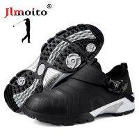 Waterproof Men Leather Golf Shoes Non-slip Spikes Golf Sneakers Breathable Golf Training Sneakers Golf Athletic Shoes Beginner