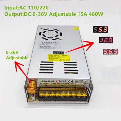 :{”》: 480W 15A 0-36V ปรับสวิตช์จ่ายไฟสลับได้ HJS-480-0-36แรงดันไฟฟ้ากระแสตรง SMPS ควบคุมพร้อมจอแสดงผลดิจิตอล110/220VAC