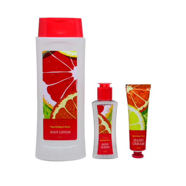 SKIN FAVORITES Sparkling Citrus 400ml Lotion + Body Scrub + Hand Cream