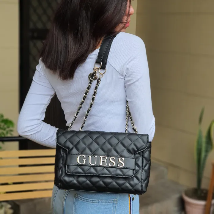 Guaranteed Original Guess Illy Convertible Quilted Leather Chain Strap