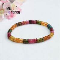 กำไลข้อมือคริสตัลหลายสีฝนทัวร์มาลีนธรรมชาติตะขอลูกปัดลูกคิดแบบเรียบง่ายของขวัญสำหรับผู้หญิง