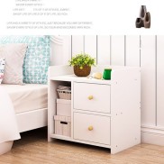 Tủ đầu giường SEADECOR màu trắng 2 ngăn gỗ MDF kích thước nhỏ gọn tiện