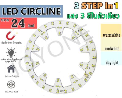 แผงไฟแม่เหล็ก LED CIRCLE MODULE 3STEP 3สีในหลอดเดียว แบบใหม่สว่างกว่าเดิม แผงวงจรแอลอีดีกลม แผ่นชิปไฟเพดานLED โคมไฟเพดาน โคมซาลาเปา ขนาด 24วัตต์