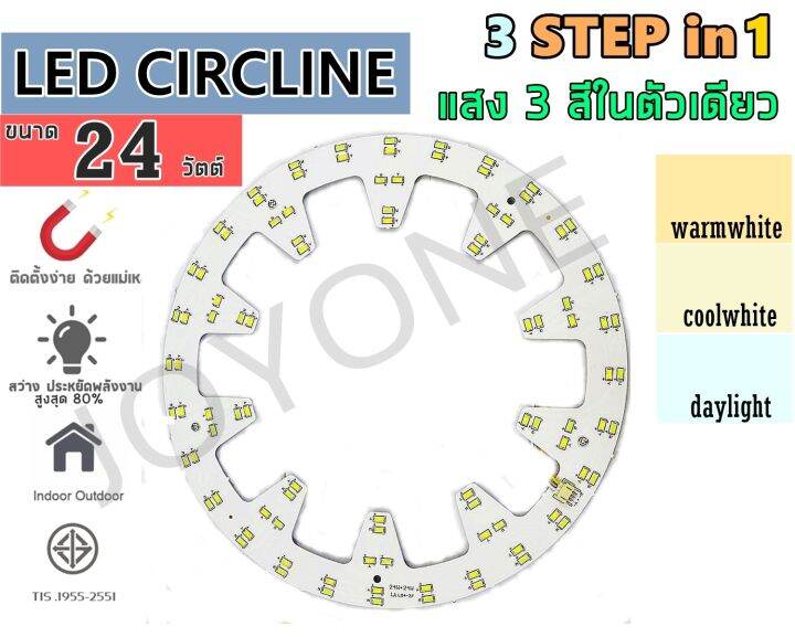 แผงไฟแม่เหล็ก-led-circle-module-3step-3สีในหลอดเดียว-แบบใหม่สว่างกว่าเดิม-แผงวงจรแอลอีดีกลม-แผ่นชิปไฟเพดานled-โคมไฟเพดาน-โคมซาลาเปา-ขนาด-24วัตต์