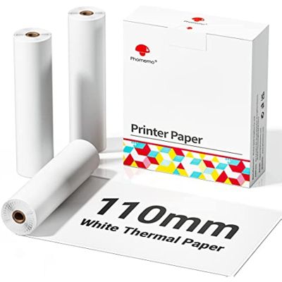 Phomemo White Non-Adhesive Thermal Paper 4.3 (110mm) White Thermal Paper for Phomemo M04S/M04AS Portable Thermal Printer