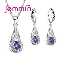 Silver Crystal Necklace Earring Set 925 Silver Jewelry Set Crystal - Shipping - Aliexpress