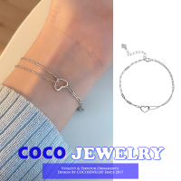 COCOJEWELRY 2022ใหม่ที่เรียบง่ายกลวงเงินรักสร้อยข้อมือเย็บคู่เครื่องประดับ