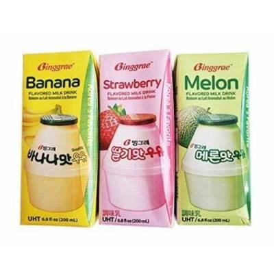 นมกล้วยเกาหลี สตอเบอรี่ เมล่อน ลิ้นจี่พีช bingrae banana flavor milk 200g. สินค้ายอดนิยม อร่อยมากต้องลอง strawberry melon lycheepeach milk