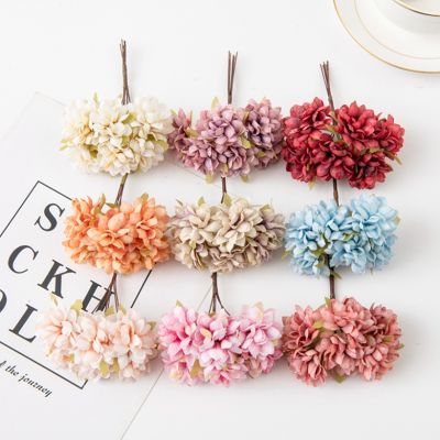 【CC】 6Pcs/bundle Artificial Flowers Silk Carnation Bouquet Wedding Wreaths for Scrapbook Bridal Accessories