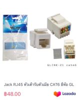 Jack RJ45 หัวเต้ารับตัวเมีย CAT6 ยี่ห้อ GLINK