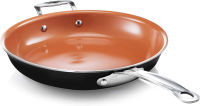 E Mishan &amp; Sons Gotham Steel กระทะนอนสติ๊ก - กระทะเซรามิกขนาด 12.5 นิ้ว กระทะ nonstick กระทะไม่ติดกระทะ กระทะทำอาหาร กระทะทอด Skillet กระทะขนาดใหญ่ กระทะไม่ติด - เครื่องล้างจานปลอดภัย