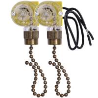 Ceiling Fan Light Switch Zing Ear ZE-109 Two-Wire Light Switch with Pull Cords for Ceiling Light Fans Lamps 2Pcs Bronze Power Points  Switches Savers