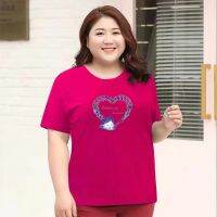 [A Motion]♨◄ ○ เสื้อยืด XL-8XL ขนาดพิเศษใหญ่พิเศษน้ำหนัก150กก. เสื้อเสื้อผู้หญิงคุณแม่ใส่ลำลองเสื้อแขนสั้น