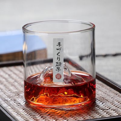 } ”| 》? แว่นตาหินแฟชั่น Sloki Kaca ภูเขาฟูจิสไตล์ญี่ปุ่นแก้วกาแฟถ้วยแก้วน้ำทนความร้อนไวน์แดงแก้ววิสกี้
