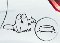 [ส่งทันที] สติ๊กเกอร์ติดรถยนต์ กันน้ำ Simon cat พร้อมชามข้าว