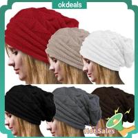 OKDEALS Winter Warm Solid Skullies Crochet Hat Wool Knitted Women Caps Beanie