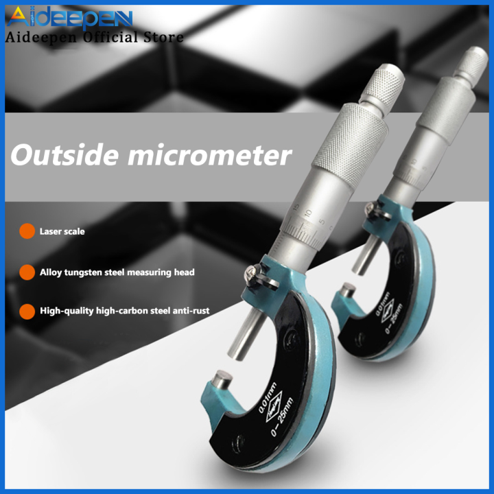 Original Aideepen 025mm Thickness Gauge Outer Diameter Micrometer