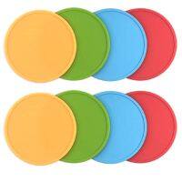 Silicone Plastc Colorful Coasters 8PCS Flat Round Shape Twistable 3MM Mat For Glass Cup Coffee Holder Table Protective Placemat