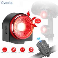 【LZ】✆  Cycala-recarregável impermeável bicicleta Cauda Luz controle remoto Smart Taillight freio alarme anti-roubo Bicicleta Alarme