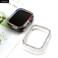 ZZOOI URVOI Cover for Apple Watch protector series 8 7 6SE54321 Transparent plastic half case bumper for iWatch 41 45mm rhinestone