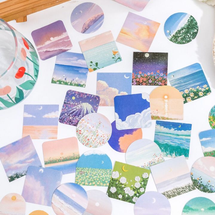 10-25-45pcs-japanese-scenery-sticker-aesthetic-childrens-sketchbook-decoraction-scrapbooking-school-stationery-supply-for-kids-stickers-labels