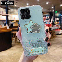 เพื่อเป็นเกียรติแก่ X6A เคส4G เคสซิลิโคนนิ่มรูปดาวพระจันทร์ส่องแสงด้านหลังเป็นรูปดาวห้าแฉกกระจกกันล้มเด็กผู้หญิงเคส X6A