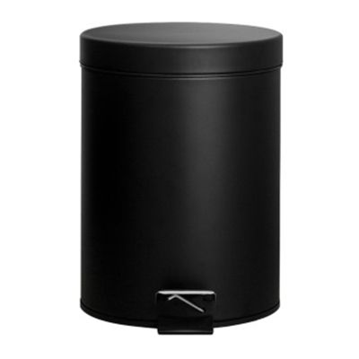 Trash Can,5 Liter Trash Can Iron Pedal Cylinder with Cover Frosted Black Home Kitchen Bathroom Living Room Office,Etc