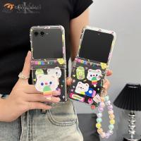 JieHui สำหรับ Motorola RAZR 40 ultra สามชิ้น Snack Bear แฟชั่นเคสโทรศัพท์