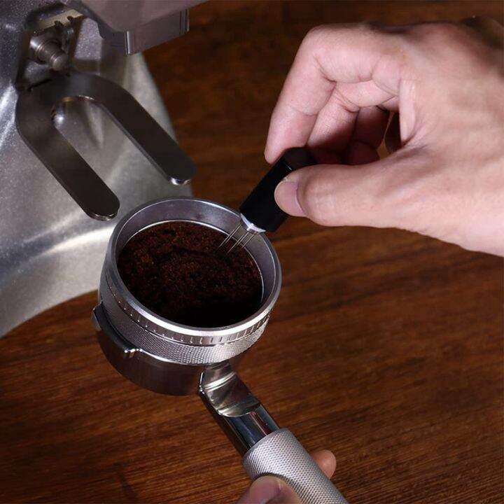 portable-espresso-distribution-tool-cake-breaker-cloth-powder-injection-belt-base-coffee-powder-stirring-tool-triangle-silver