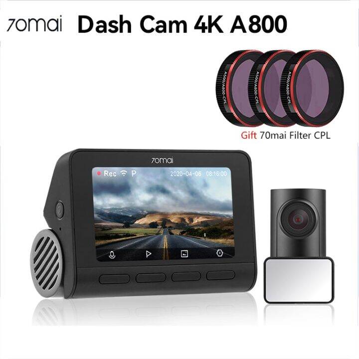 70mai A800S Dash Cam 4K UHD Cinema-quality Built-in GPS ADAS 70mai 4K A800S  Camera 24H Parking Support Rear or Interior Cam Color Name: A800S N HW Kit,  Sd Card Memory: UHS-I U3