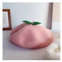 Holiday Peach Cute Fruit Matte Women Girls Handmade Berets French Beret Winter Fashion High Quality Wholesale